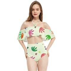 Doodle Squiggles Colorful Pattern Halter Flowy Bikini Set  by Ravend