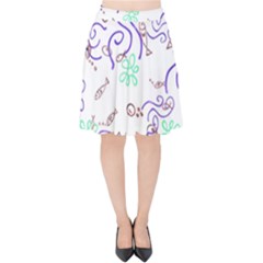 Background Pattern Wallpaper Fish Velvet High Waist Skirt by Ravend