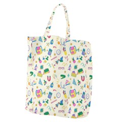 Pattern School Bag Pencil Triangle Giant Grocery Tote