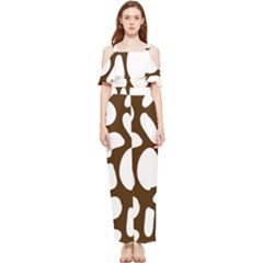 Brown White Cow Draped Sleeveless Chiffon Jumpsuit by ConteMonfrey