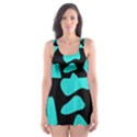 Blue Neon Cow Background   Skater Dress Swimsuit View1
