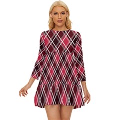 Geometric Long Sleeve Babydoll Dress
