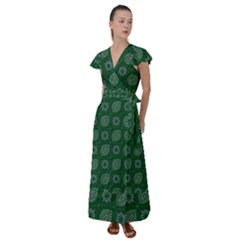 Batik-05 Flutter Sleeve Maxi Dress