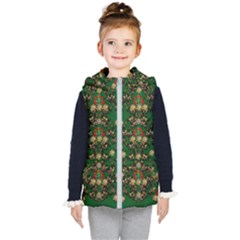 Ganesh Elephant Art With Waterlilies Kids  Hooded Puffer Vest by pepitasart