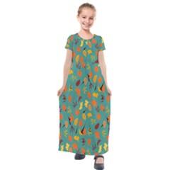 Thanksgiving-003 Kids  Short Sleeve Maxi Dress