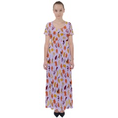 Thanksgiving-004 High Waist Short Sleeve Maxi Dress