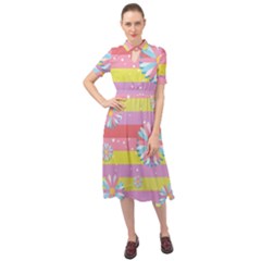 Flowers-024 Keyhole Neckline Chiffon Dress