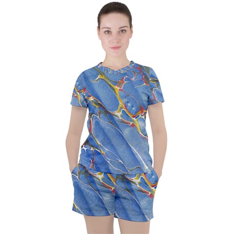 Art Marble Stone Rock Pattern Design Wallpaper Women s Tee And Shorts Set by Ravend