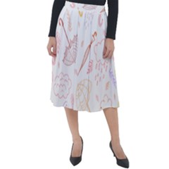 Weather Umbrella Rain Cloud Seamless Doodle Pattern Classic Velour Midi Skirt 