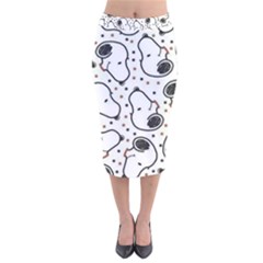 Dog Pattern Velvet Midi Pencil Skirt