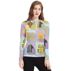 Egypt-icons-set-flat-style Women s Long Sleeve Rash Guard
