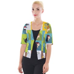 Egypt-travel-items-icons-set-flat-style Cropped Button Cardigan