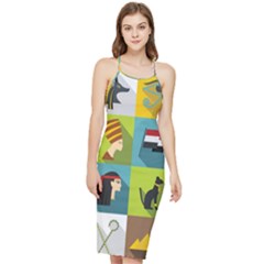 Egypt-travel-items-icons-set-flat-style Bodycon Cross Back Summer Dress by Jancukart