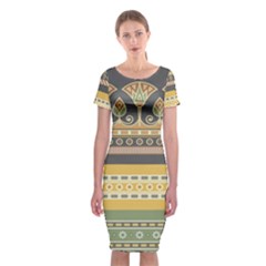 Seamless-pattern-egyptian-ornament-with-lotus-flower Classic Short Sleeve Midi Dress by Jancukart