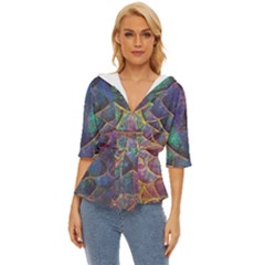 Dragon Fractal Pattern Texture Lightweight Drawstring Hooded Top