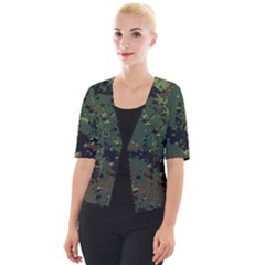 Military-background-grunge-style Cropped Button Cardigan