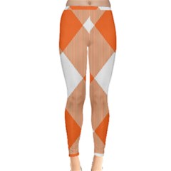 Orange And White Diagonal Plaids Inside Out Leggings by ConteMonfrey