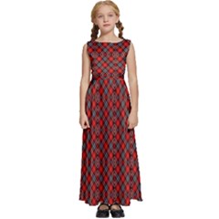 Red Diagonal Plaids Kids  Satin Sleeveless Maxi Dress by ConteMonfrey