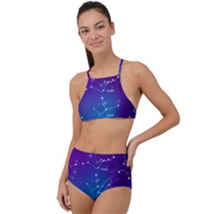 Realistic Night Sky With Constellation High Waist Tankini Set