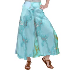 Background-marble-set Satin Palazzo Pants by Wegoenart