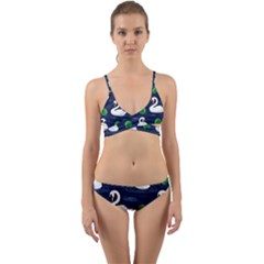 Swan Pattern Elegant Design Wrap Around Bikini Set by Wegoenart