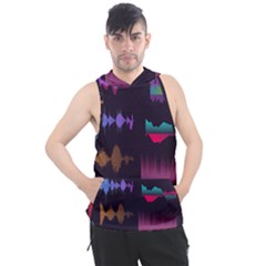 Colorful-sound-wave-set Men s Sleeveless Hoodie by Wegoenart