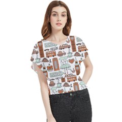 Seamless-pattern-with-london-elements-landmarks Butterfly Chiffon Blouse
