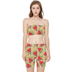 Pastel Watermelon Popsicle Stretch Shorts And Tube Top Set by ConteMonfrey