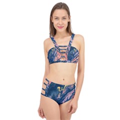 Liquid Abstract Paint Texture Cage Up Bikini Set