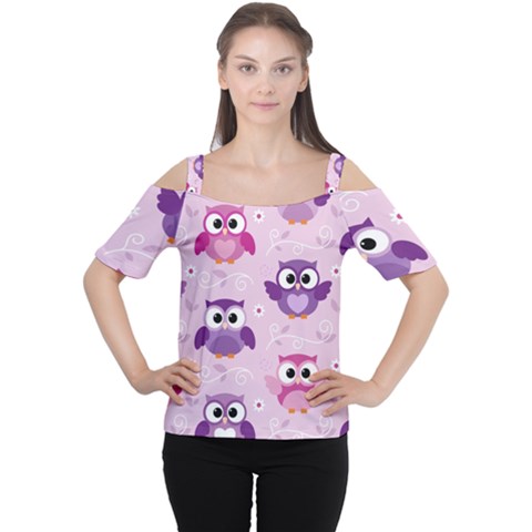 Seamless Cute Colourfull Owl Kids Pattern Cutout Shoulder Tee by Wegoenart