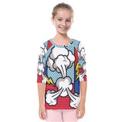 Rays Smoke Pop Art Style Vector Illustration Kids  Quarter Sleeve Raglan Tee