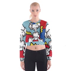 Rays Smoke Pop Art Style Vector Illustration Cropped Sweatshirt by Wegoenart