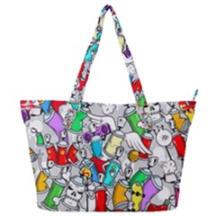 Graffit Characters Seamless Pattern Art Full Print Shoulder Bag by Wegoenart