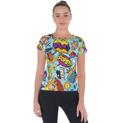 Comic Elements Colorful Seamless Pattern Short Sleeve Sports Top  by Wegoenart