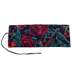 Vintage Flash Tattoos Designs Seamless Pattern Roll Up Canvas Pencil Holder (s)