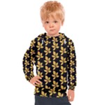 Orange And Black Leaves Kids  Hooded Pullover