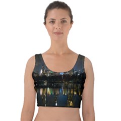 New York Night Central Park Skyscrapers Skyline Velvet Crop Top by Wegoenart