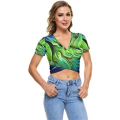 Fractal Art Pattern Abstract Short Sleeve Foldover Tee