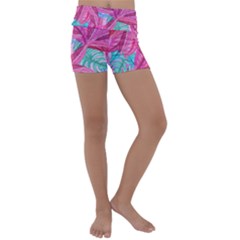 Sheets Tropical Reason Print Pattern Design Kids  Lightweight Velour Yoga Shorts by Wegoenart