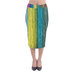 Line Rope Fiber Close Up Multicoloured Background Velvet Midi Pencil Skirt