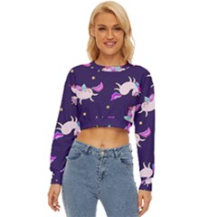 Fantasy Fat Unicorn Horse-pattern Fabric Design Lightweight Long Sleeve Sweatshirt by Wegoenart
