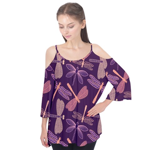 Dragonfly Pattern Design Flutter Tees by Wegoenart