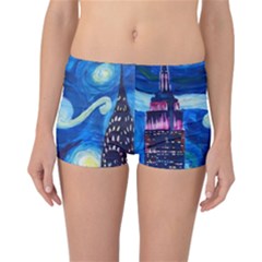 Starry Night In New York Van Gogh Manhattan Chrysler Building And Empire State Building Reversible Boyleg Bikini Bottoms by danenraven