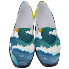 Dolphin Seagull Sea Ocean Wave Blue Water Women s Classic Loafer Heels by Wegoenart