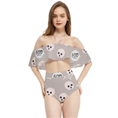 Halloween Decoration Drawing Design Halter Flowy Bikini Set  by Wegoenart