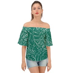 Tropical Monstera  Off Shoulder Short Sleeve Top