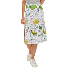 Hamburger With Fruits Seamless Pattern Midi Panel Skirt