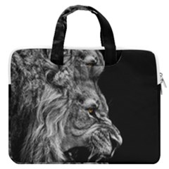 Roar Angry Male Lion Black Macbook Pro 13  Double Pocket Laptop Bag