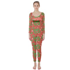 Christmas Textur Long Sleeve Catsuit by artworkshop