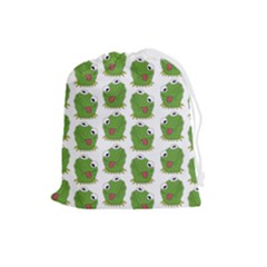 Kermit The Frog Pattern Drawstring Pouch (large) by Valentinaart
